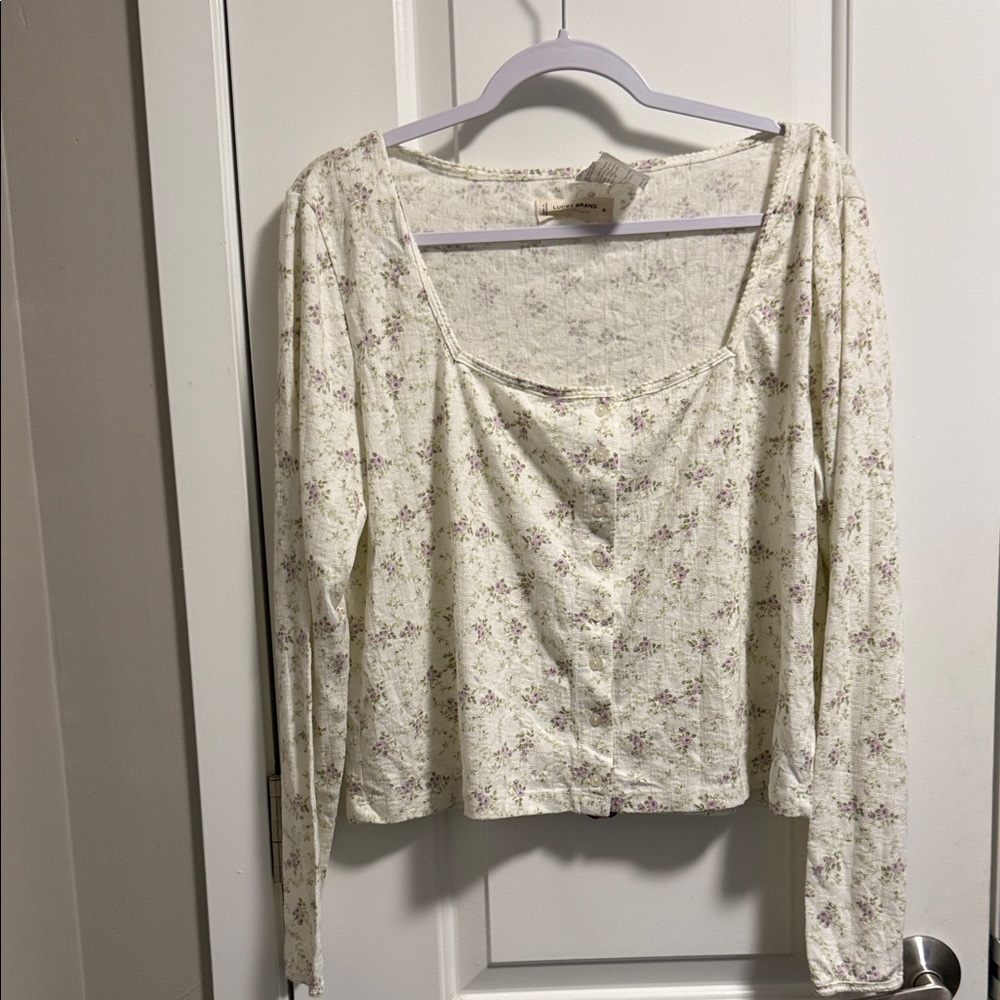 Lucky Brand Cream Floral Blouse
